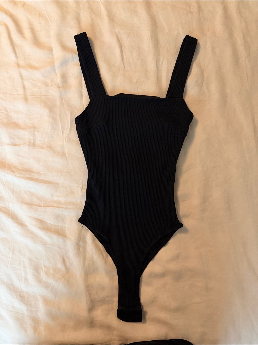Princess Polly Ribbed Black Square Neck Bodysuit